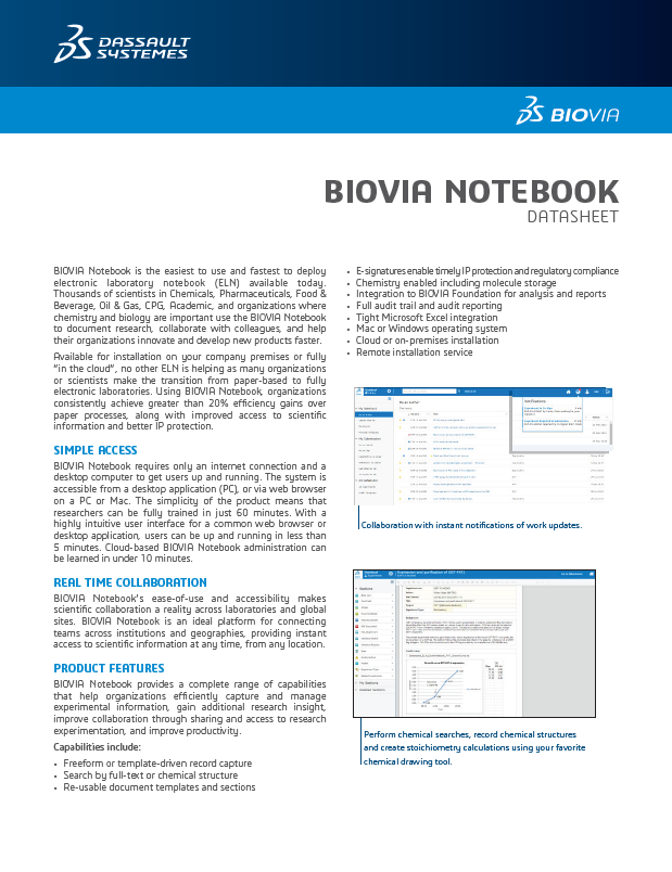 BIOVIA Notebook Simplifying Research with Seamless Data and Collaboration-thumbnail